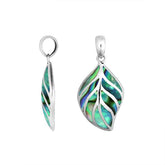 Handcrafted Sterling Silver Abalone Shell Leaf Pendant From Bali.